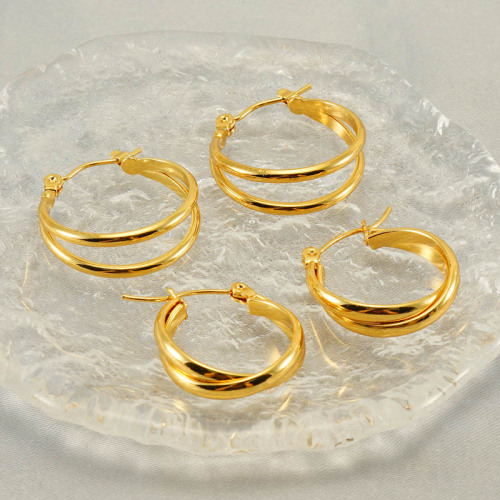 European and American Instagram-style minimalist fashion multi-layer C-shaped earrings for women, stainless steel cross-border new lightweight luxury personalized earrings wholesale