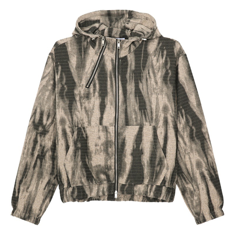 Mtlclothes ropa de Hombre | 2024 primavera nuevo graffiti personalizado retro apenado con capucha cremallera suéter traje