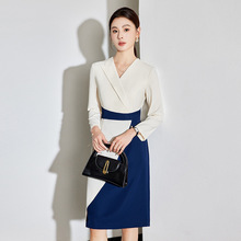 职业西装连衣裙女春秋播音主持人商务正装珠宝店前台上班案场客服