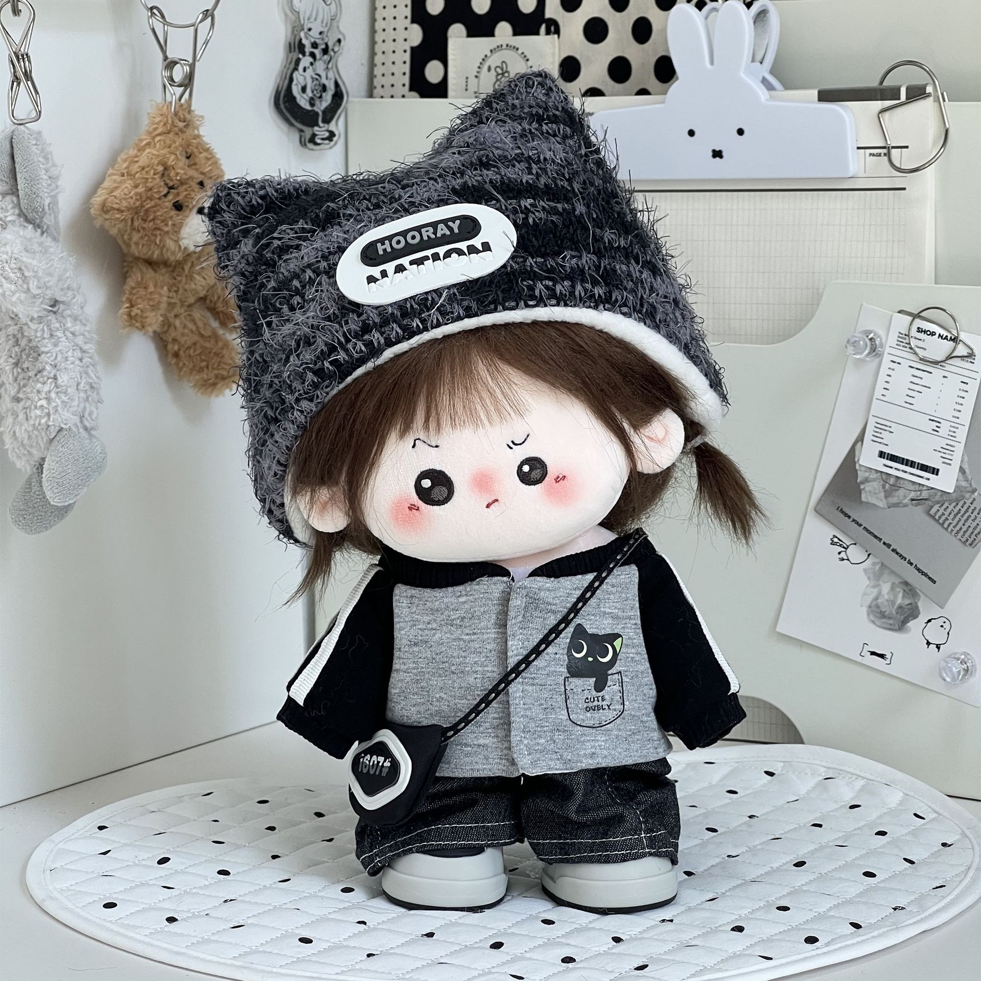 20cm Doll Clothes Black and Gray Cool and Handsome Sports Style 20cm Cotton Doll Clothes High Street Sports Suit Original