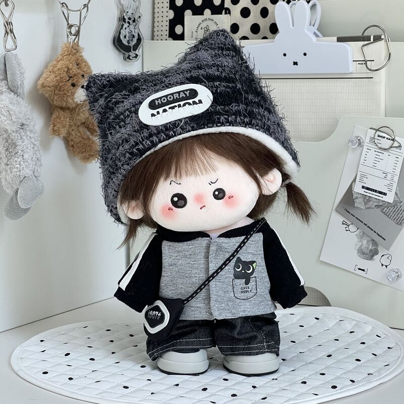 20cm Doll Clothes Black and Gray Cool and Handsome Sports Style 20cm Cotton Doll Clothes High Street Sports Suit Original
