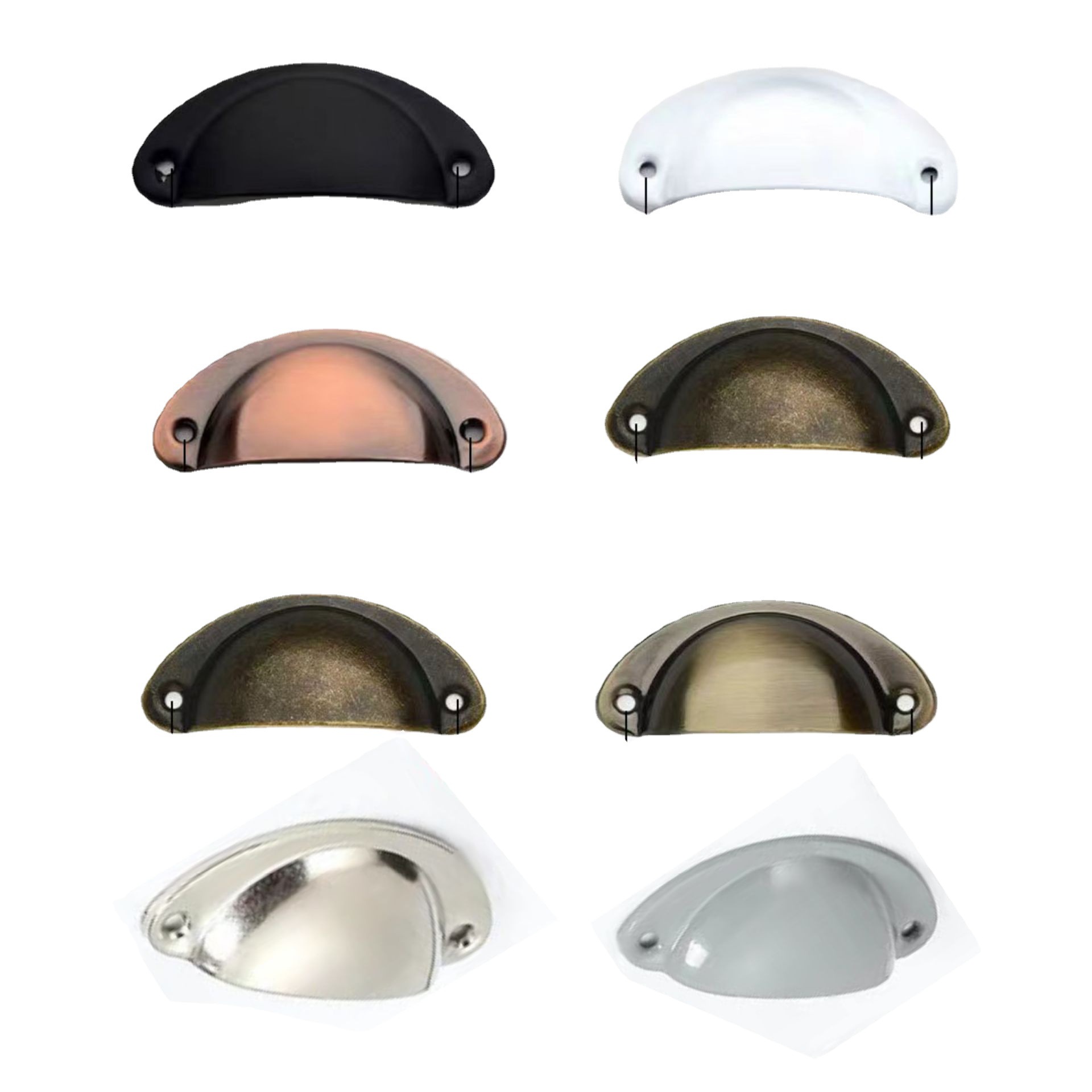 仿古拉手贝壳铁皮半圆医药柜子抽屉多款颜色家具把手复古风