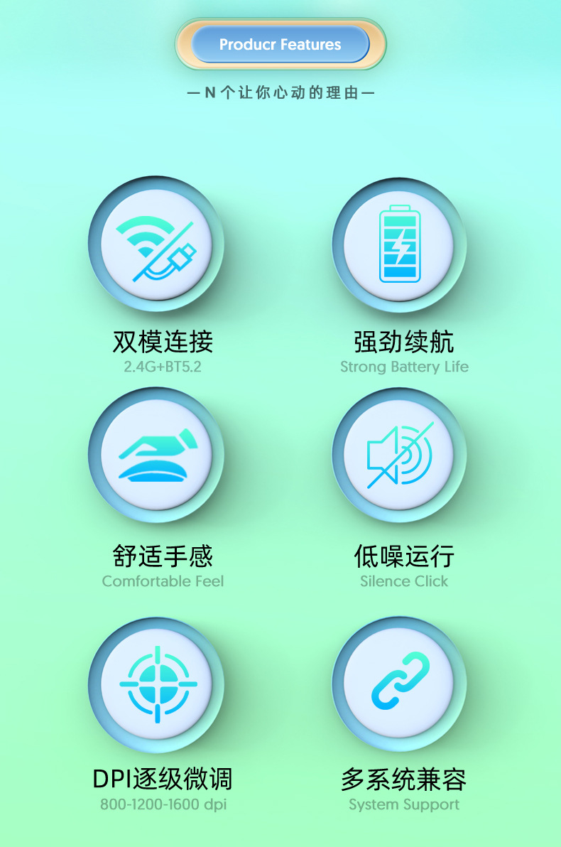 跨境工厂无线鼠标双模蓝牙轻音充电轻巧携带平板电脑通用现货批发