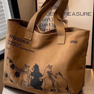 Spring and Summer Large-Capacity Canvas Bag for Women 2025 New Fashion Shoulder Tote Bag Japanese Style Student Class Bag No