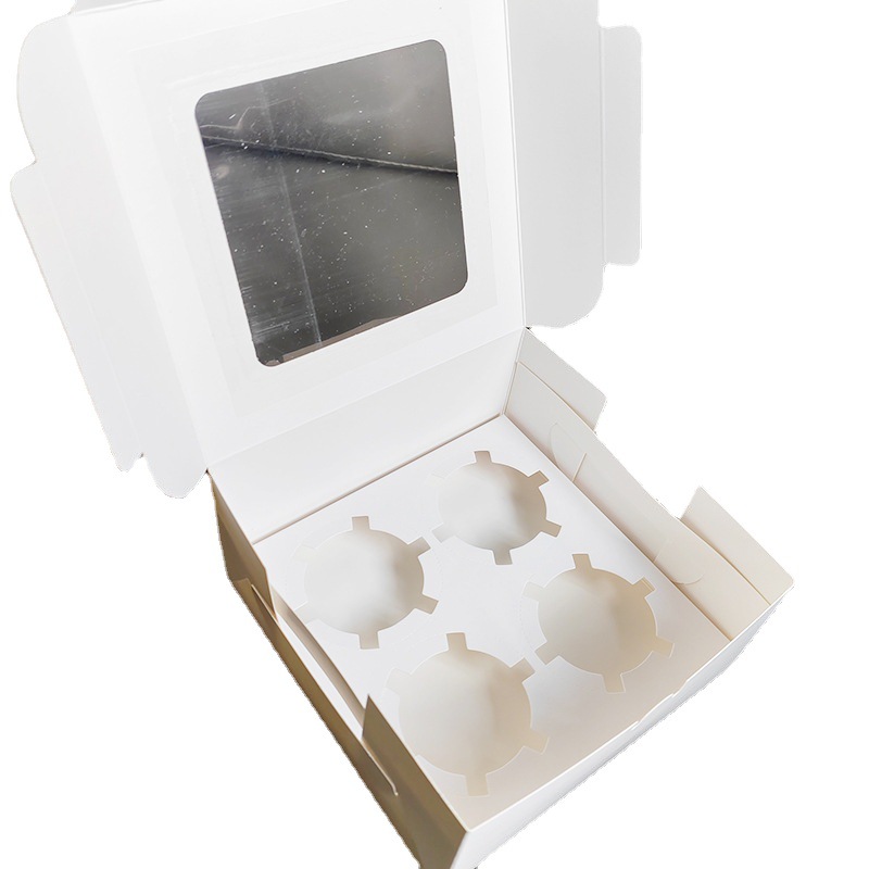 Taza de papel transparente pastel muffin Caja 2 tabletas 4 tabletas 6 tabletas 12 tabletas forro ventana horneado postre occidental tarta de huevo caja de embalaje