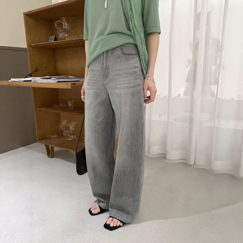 Love and Nancy Thirteen Lines 2026 Summer Korean Style High Waist Loose Wide Leg Washed Vintage Thin Jeans 04485 Love and Nancy Thirteen Lines 2026 Summer Korean Style High Waist Loose Wide Leg Washed Vintage Thin Jeans 04485