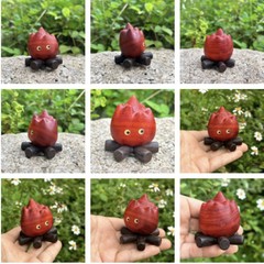 宮崎駿シリーズの小さな火の苗の装飾品の木彫りの工芸