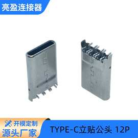 TYPE-C3.1公头 12P 直立式贴片 主体11.95MM  USB板端连接器