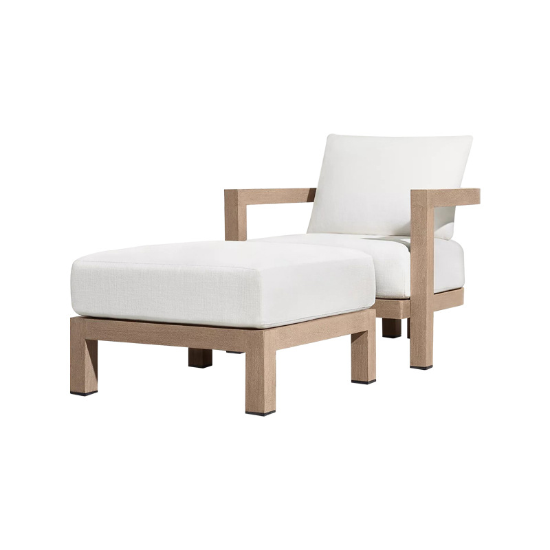 Nórdico patio al aire libre salón ocio simple sofá individual Villa Hotel Jardín Terraza teca sofá mesa de café