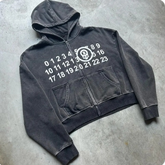 Sudadera con Capucha de Algodón, Estampada y de Corte Holgado con Cierre