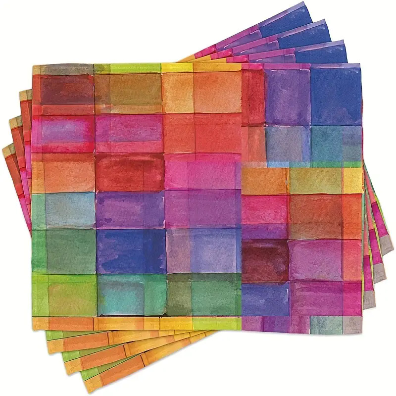 Transfronterizos lino almohadilla de mesa Aliexpress TEMU Amazon almohadilla de mesa cuadrada búfalo rojo almohadilla de Navidad Día de la Independencia