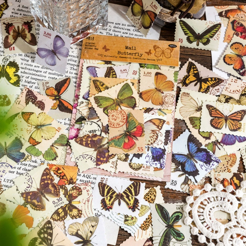 Стихи-сладость Butterfly Research Institute серия и бумажные наклейки и бумажный пакет ретро бабочка подвесная декоративная DIY материал наклейки 6