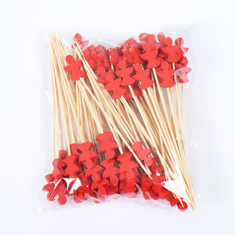 Frutas desechables lindas pequeñas flores frescas coloridas postre sushi hamburguesas de arte frutas bambú palo al por mayor
