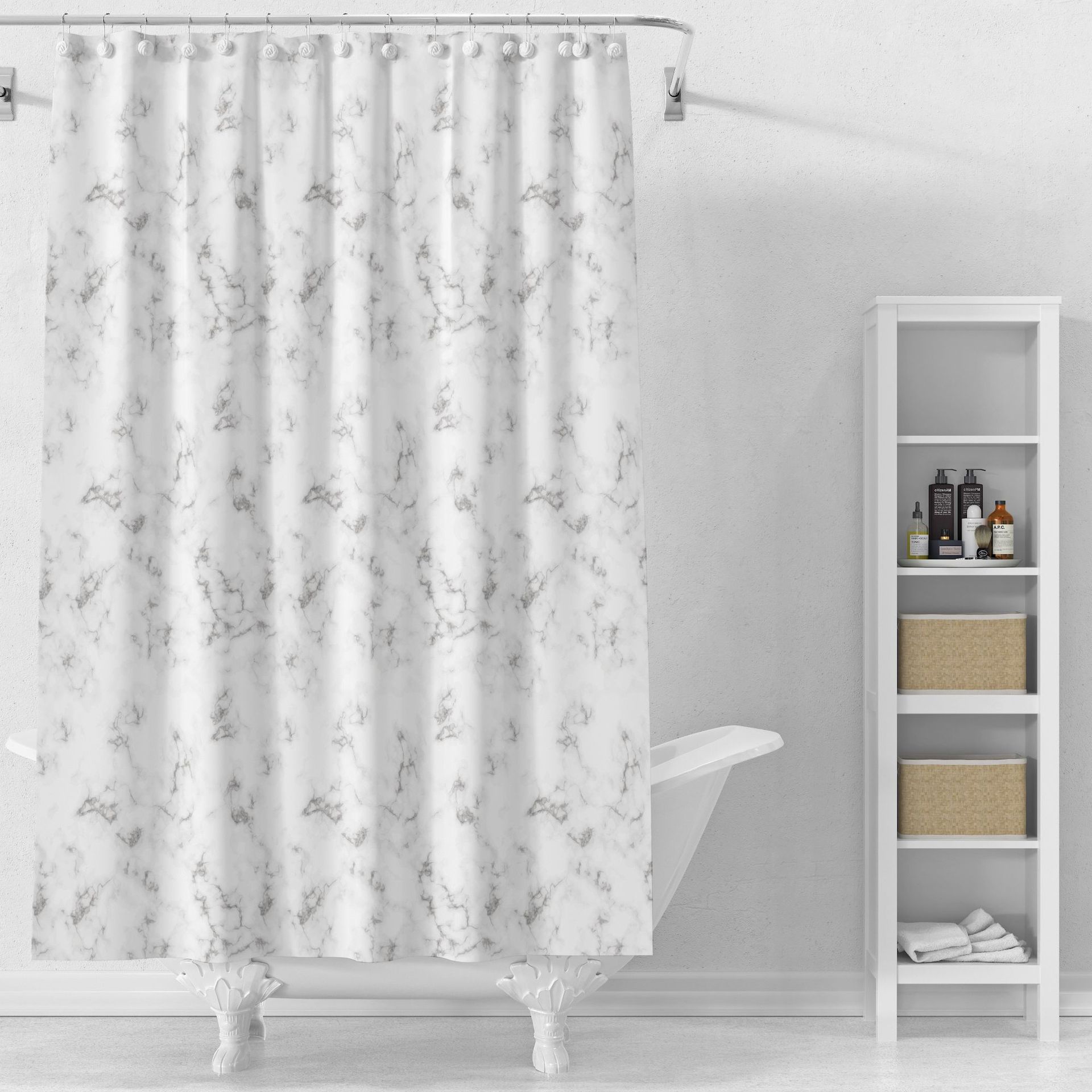 Cortina de ducha de PEVA impresa en 3D con forro transparente, impermeable, antiadherente, antimoho, cortina de baño engrosada, disponible para envío transfronterizo.
