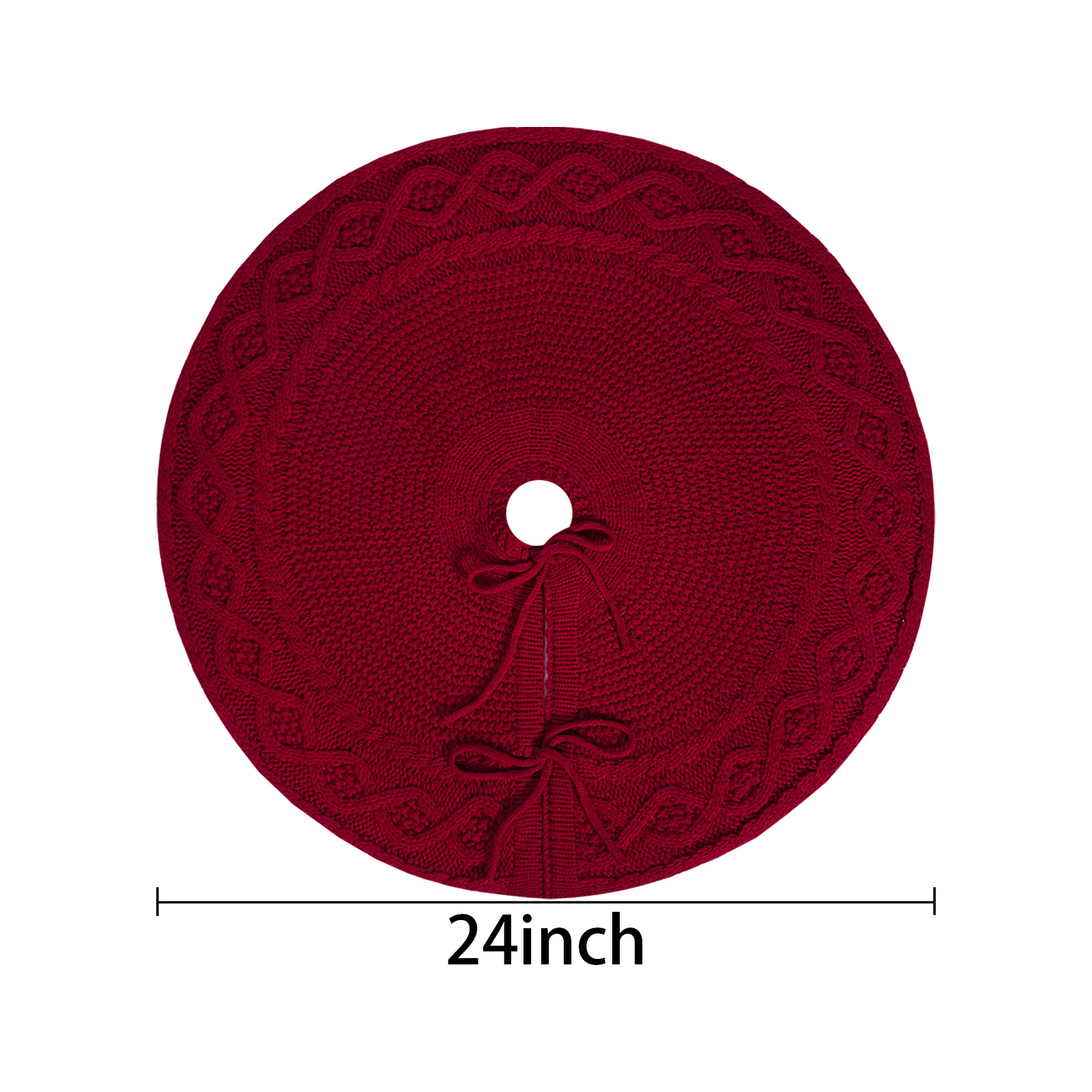 Navidad transfronteriza falda de árbol de punto rojo de punto árbol de Navidad correa delantal árbol de Navidad decoración de vacaciones