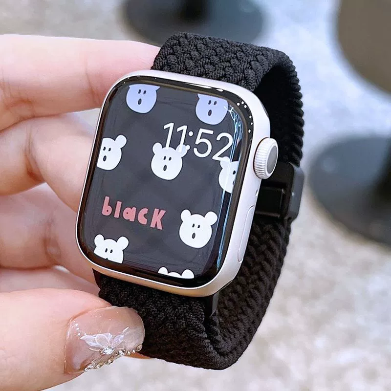 Магнитная застежка, ремешок для Apple Watch/iWatch (подходит для Apple Watch Series 9/10), летний нейлоновый плетёный ремешок