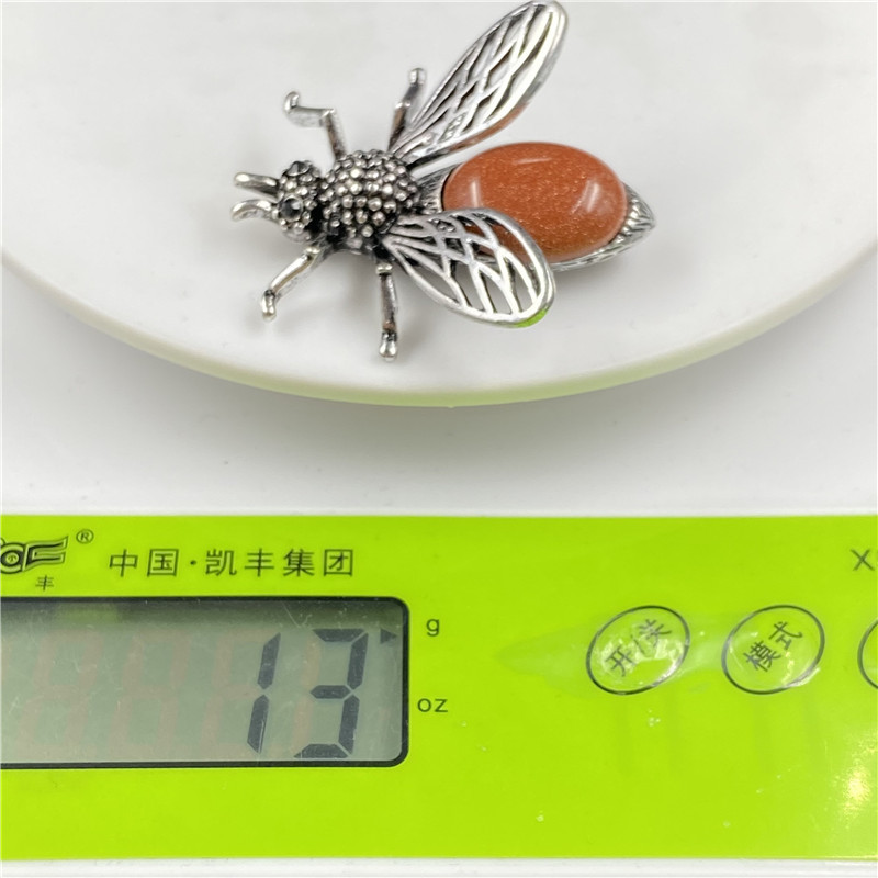 20g Weight Agate Material Polishing Design White, Purple, Blue, Gold Color Little Bee Inlaid Gemstone Necklace Brooch Accessories Corsage 5