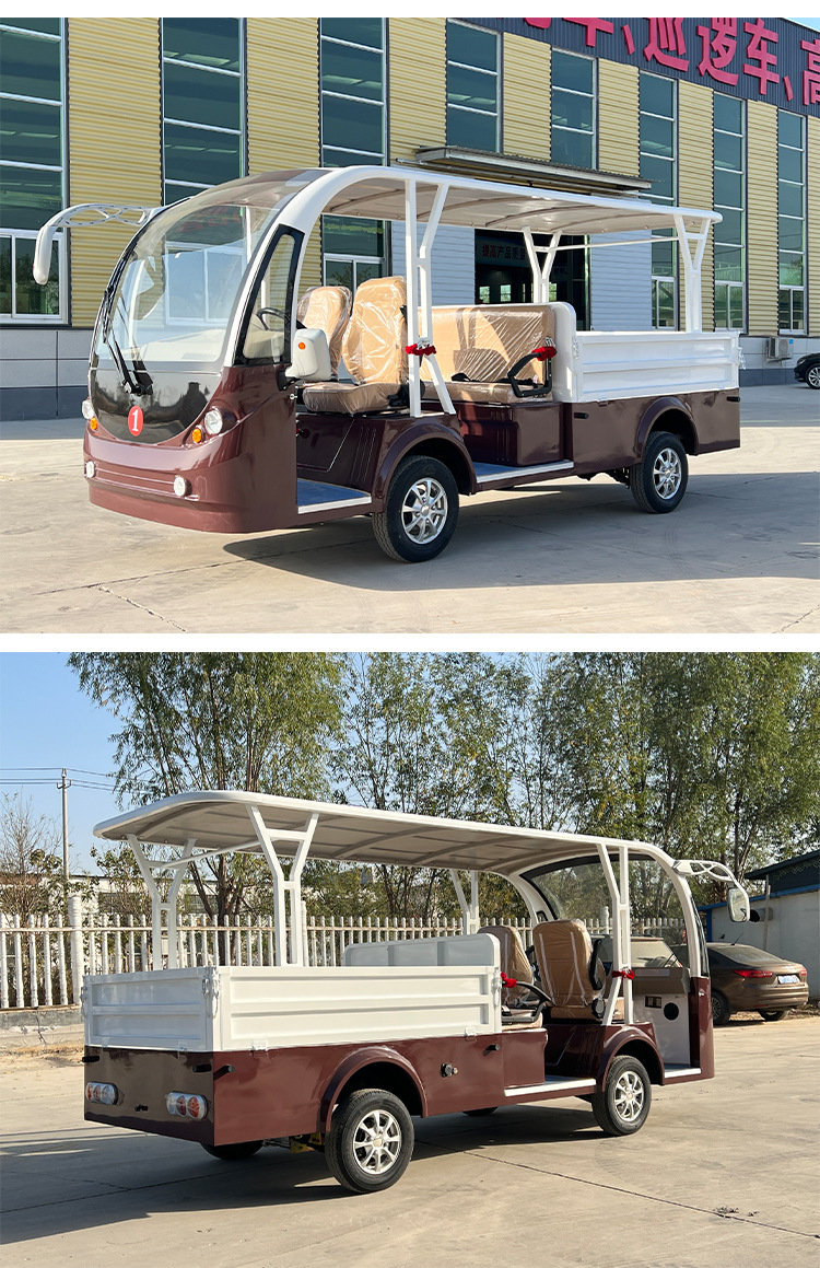 Electric 4-seater sightseeing truck for factory, airport, warehouse, school, community cargo transport and delivery, four-wheel cargo vehicle