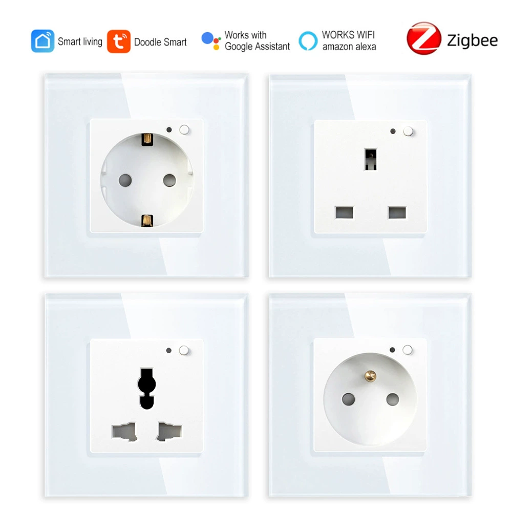 Граффити Европейский стандарт Zigbee Regulation Smart Socket Британский стандарт закаленная универсальная одинарная двойная настенная розетка 16A с двойным соединением
