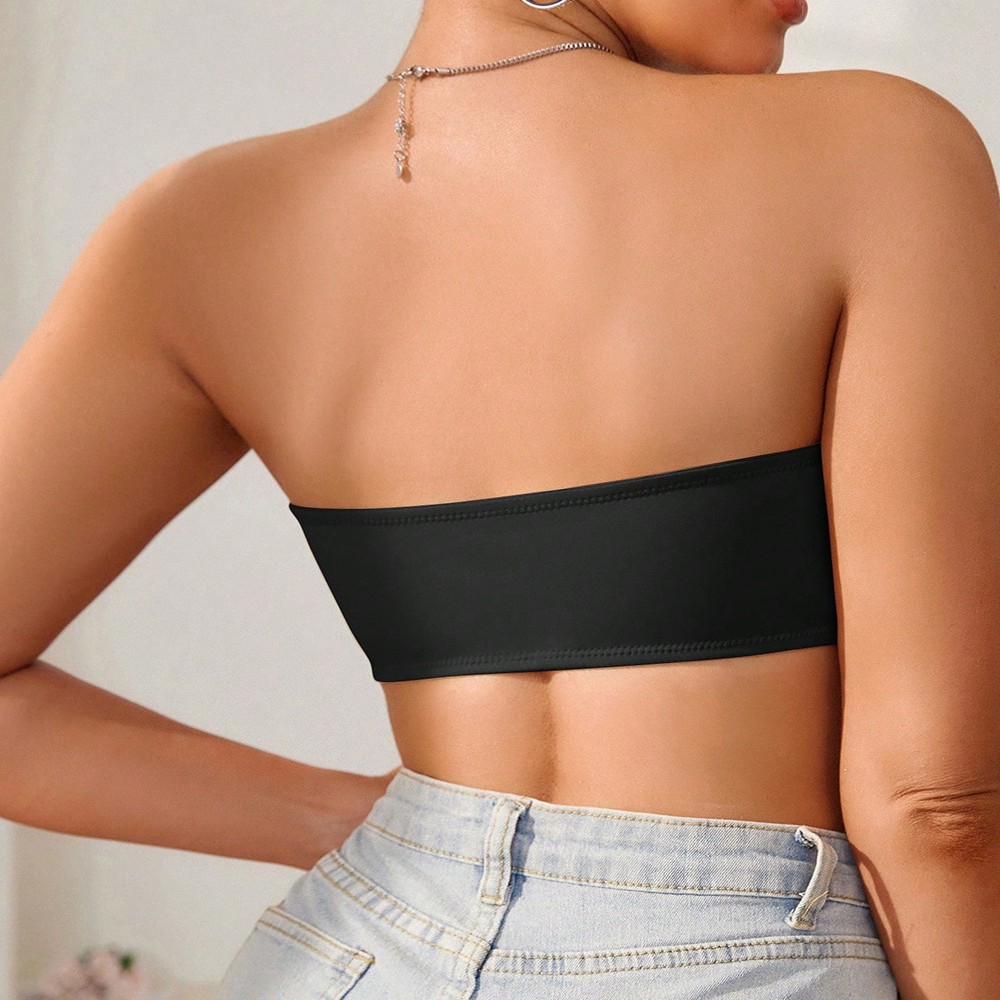 Hebilla delantera sexy, soporte lateral, top de tubo antideslizante para mujer, corsé ligero y transpirable, pecho pequeño, sujetador fruncido, sin tirantes