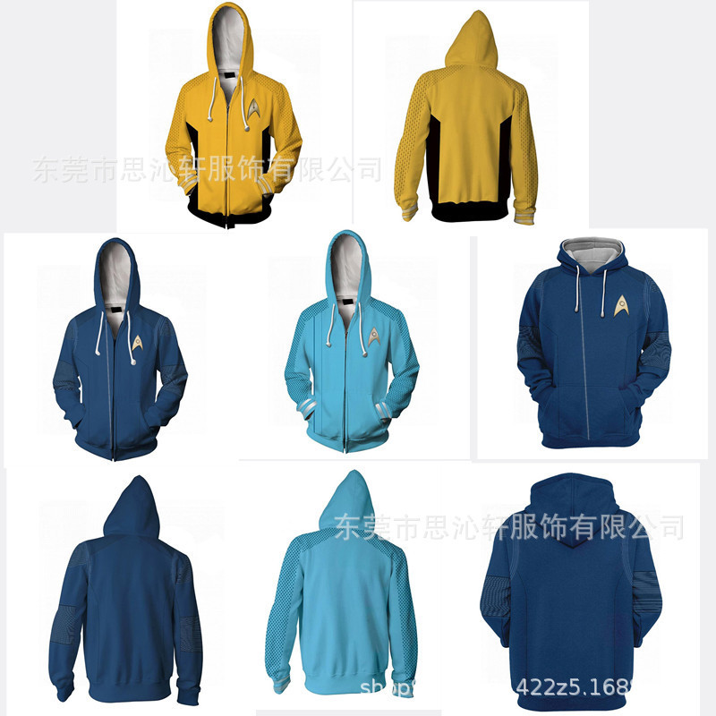 New Star Trek Cosaly3d Digital Printed Hooded Zipper Shirt Loose Sweater for Men and Women