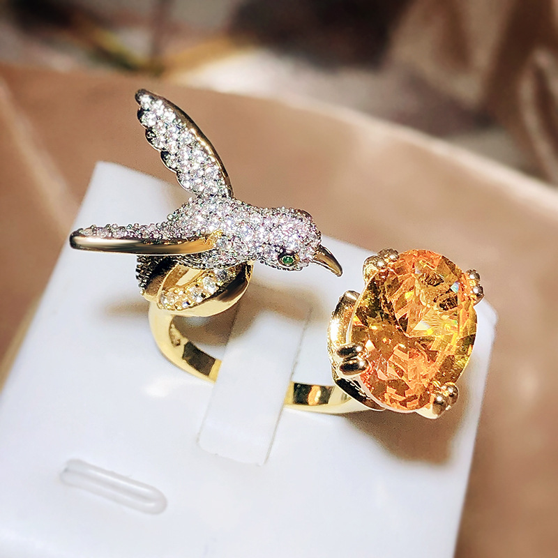 INS Style Eagle Copper Plating Zircon Open Ring 1 Piece