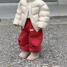 儿童面包羽绒服夹克90绒新国标2025冬装新款韩版男女童立领白鸭绒