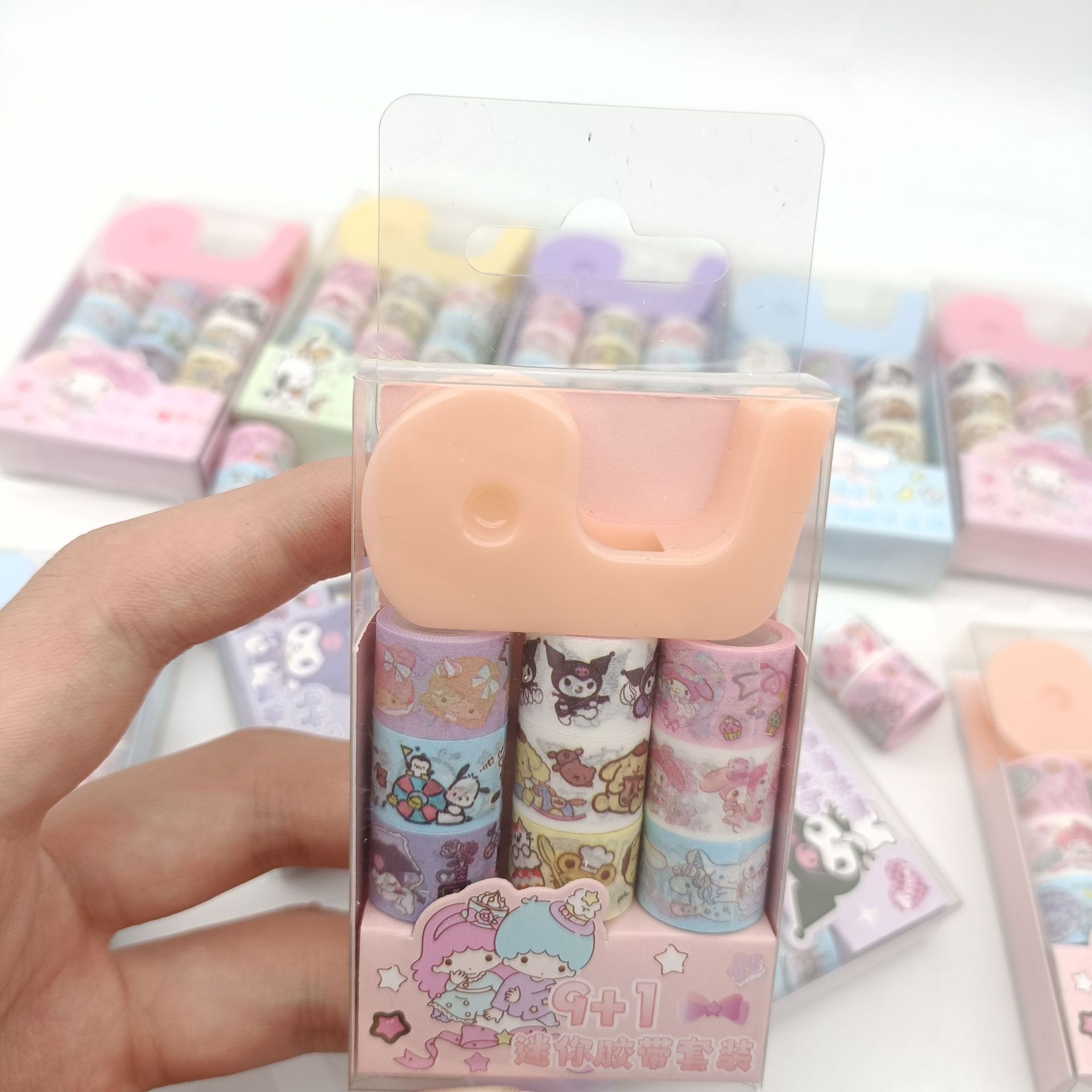 Creativo de dibujos animados Sanrio 9 1 Mini y juego de cinta de papel Cinta adhesiva hecha a mano de bricolaje de alto valor para niños