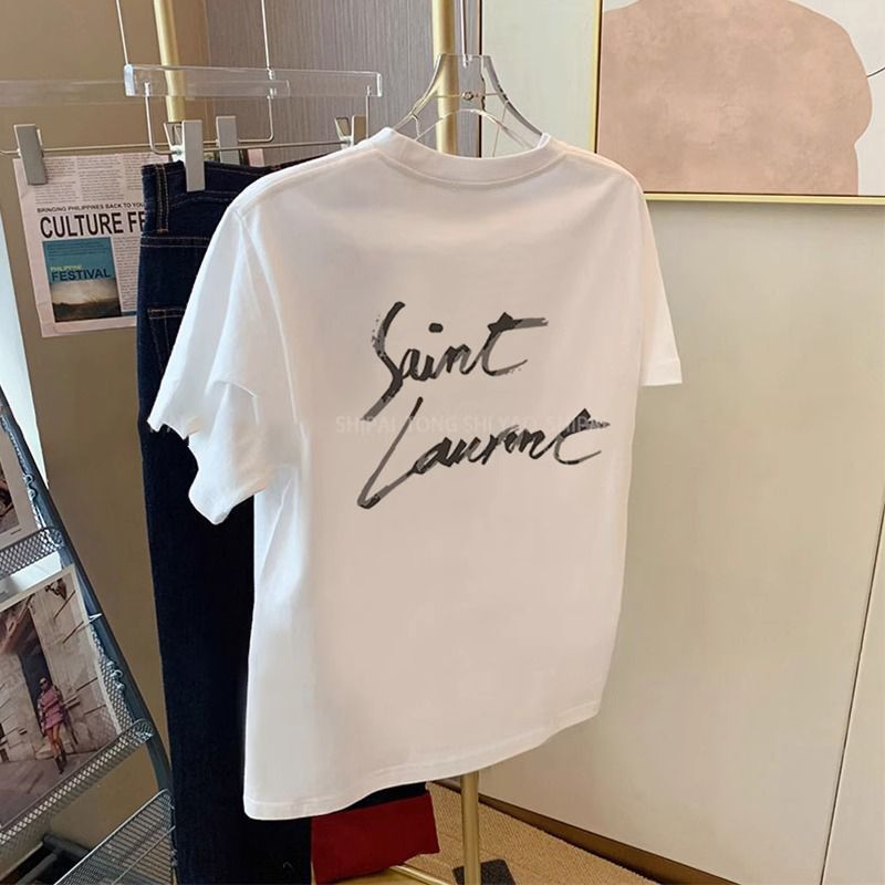 Summer white cotton retro design short sleeve T-shirt