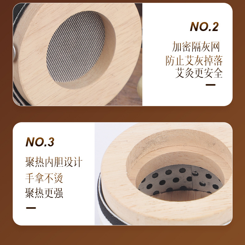 Wooden Moxibustion Box Portable Smokeless Ai Jiu Warmer for Home Body and Abdominal Use with Moxa Sticks in use