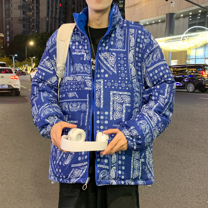 다운 코튼 패딩 재킷 남성과 여성의 새로운 겨울 편안한 핏 애호가 양면면 패딩 재킷 남성용 두꺼운 따뜻한 사랑 학생 코트