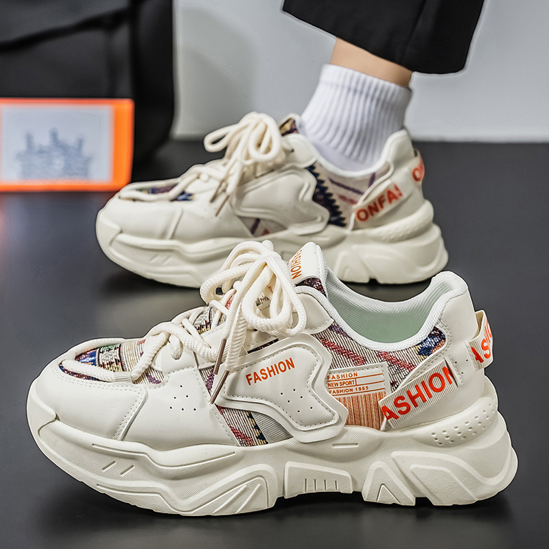 2026 primavera nuevo ligero y transpirable zapatos de papá hombre de altura de suela gruesa moda casual versátil zapatillas deportivas de verano para hombre