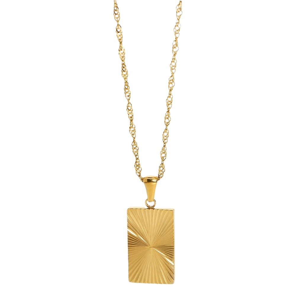 Cruz-frontera nuevo sol moneda collar 18K chapado en oro de acero inoxidable 316L rectángulo colgante collar geométrico Collar para las mujeres