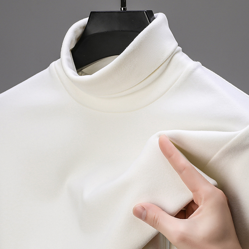 겨울 남성용 터틀넥 양면 벨벳 티셔츠 단색 기본 심플 내부 따뜻한 베이스 셔츠