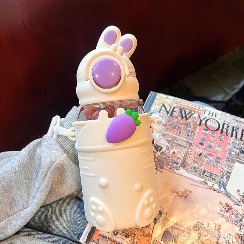かわいい斜め頭うさぎプラスチックカップ子供用カップ携帯用水筒高品質耐熱夏用バウンスカップ|undefined
