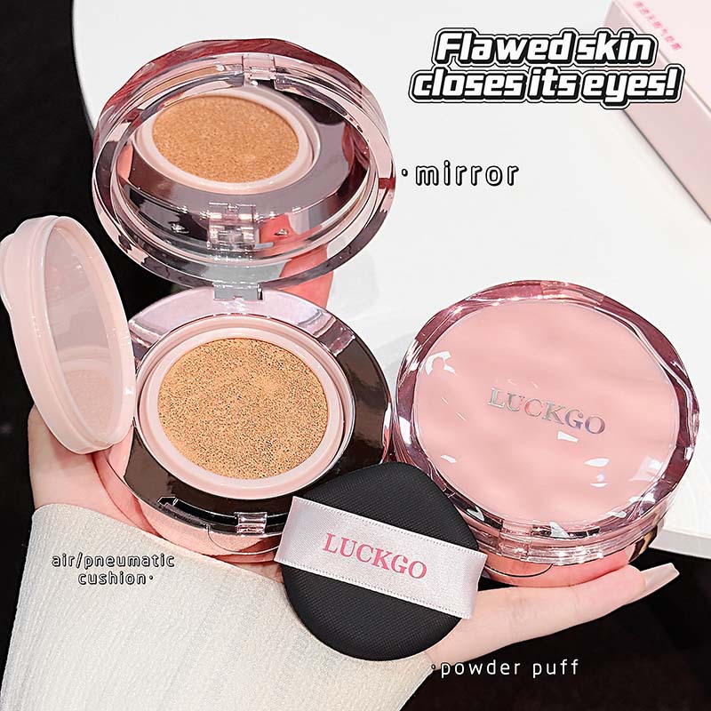 Cross-Border Luckgo Clear and Flawless Air Cushion Cream, Creamy Skin, Naturally Refreshing, Delicate, Waterproof and Sweat-Proof Makeup