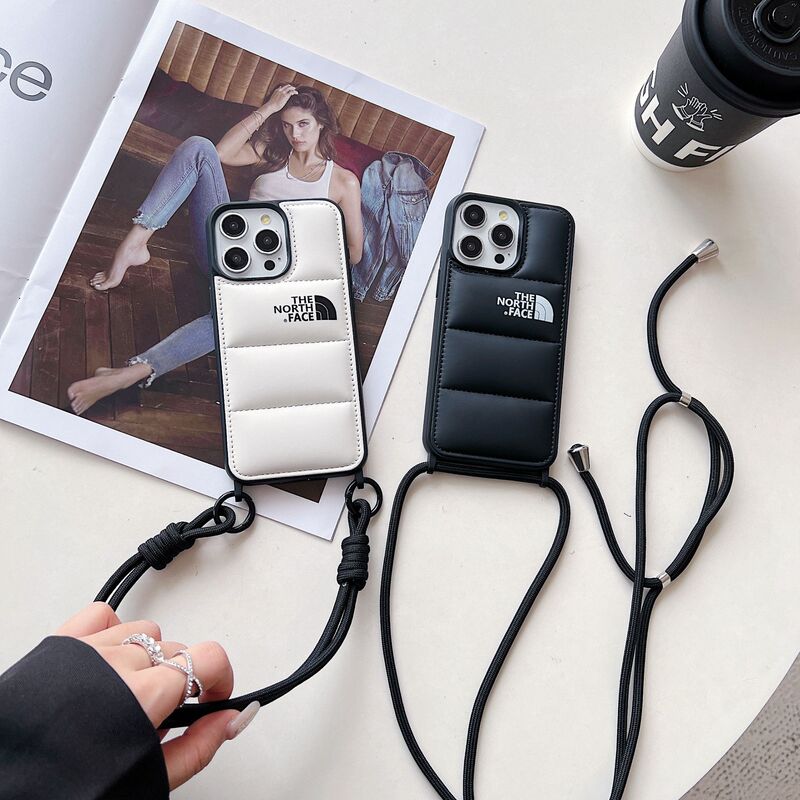 Oblique across the north for iPhone15pro lanyard mobile phone case 14Promax thick down jacket 13/11 cross-border