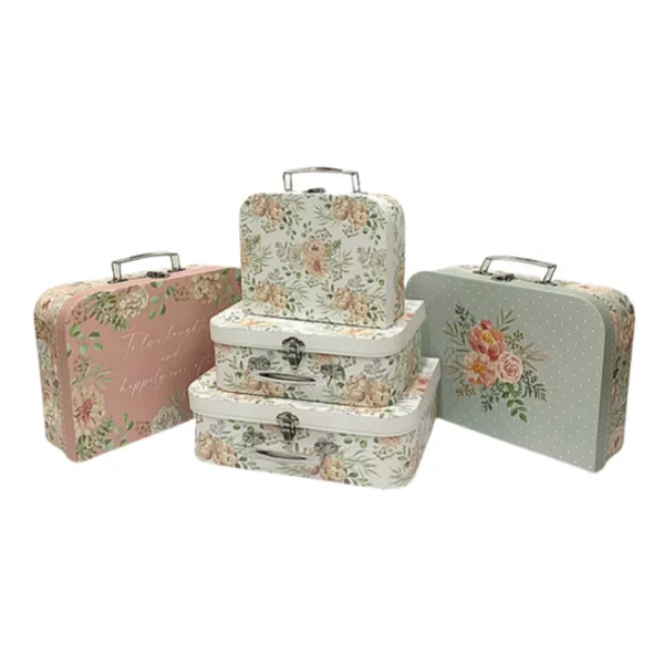 Factory wholesale pastoral style suitcase three-piece flower gift box wedding gift box birthday gift box