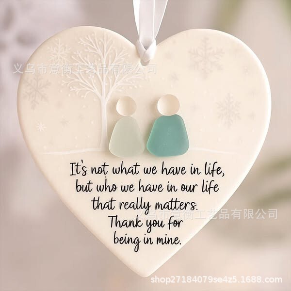Cross-Border Friendship Heart Sea Glass Keepsake Printed Ceramic Heart Pendant Cross-Border Friendship Heart Sea Glass Keepsake Printed Ceramic Heart Pendant