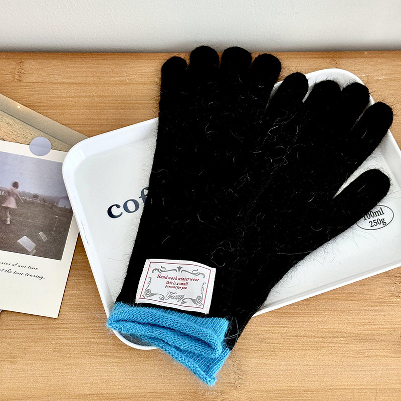 Guantes de bufandas en invierno 2025 nuevo bufandas de lana dulce pantalla táctil guantes de cuello de punto frío