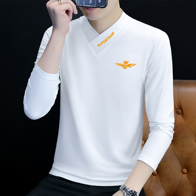 화이트 CV154 스타일 경사 V넥