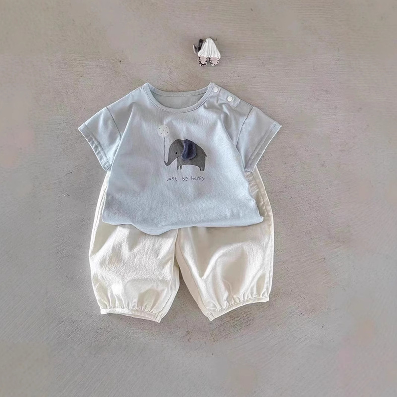 Baby Class a T-Shirt Pants Set Summer 2025 New Boys Cartoon Summer Outfit Baby Thin Versatile Two-Piece Set