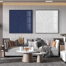 蓝色客厅挂画国际新款沙发背景墙装饰画现代简约抽象艺术极简意式