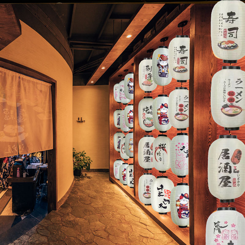 Lucky gato estilo japonés melón lámpara flor Cerezo estilo japonés coreano linterna cocina japonesa restaurante jujiu casa chandelier Decoración