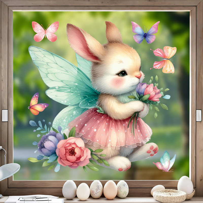 Cross-Border Dropshipping 2026 New Easter Electrostatic Stickers Cute Angel Rabbit Stickers Living Room Glass Window Decorations Cross-Border Dropshipping 2026 New Easter Electrostatic Stickers Cute Angel Rabbit Stickers Living Room Glass Window Decorations