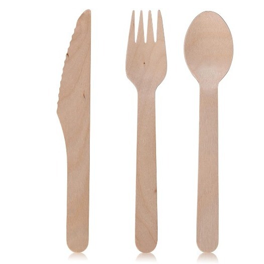 Customized Wooden Cutlery Set Disposable Spoon Fork Knife Carbonized, Heavy Duty Biodegradable