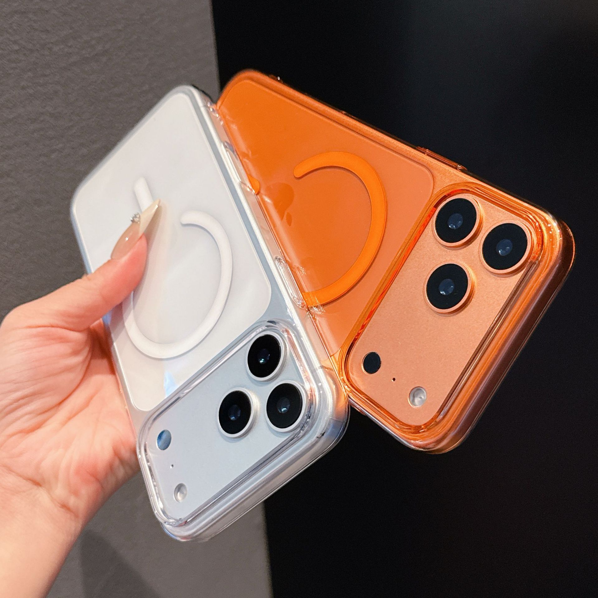 Suitable for Apple 17Promax Mobile Phone Case, Transparent, All-Inclusive, Magnetic, Simple Pc Large Hole Iphone16Pm Protective Case