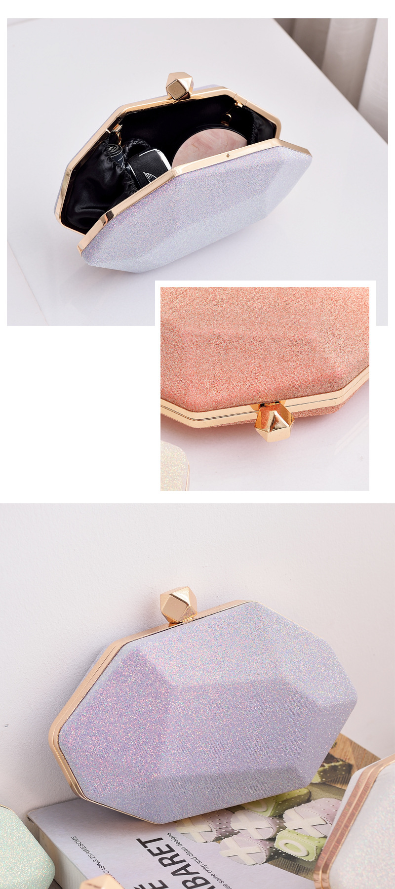 Borsa da sera irregolare tridimensionale alla moda da donna in PU_voghion.com