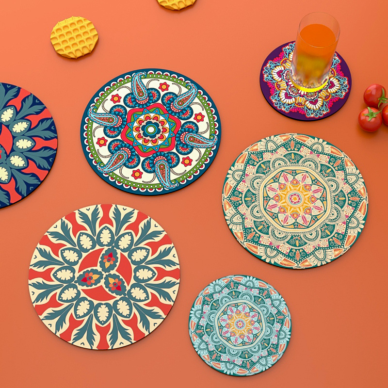 耐热餐盘垫隔热垫餐桌垫防烫餐盘垫高颜值天然橡胶垫菜垫子印花杯