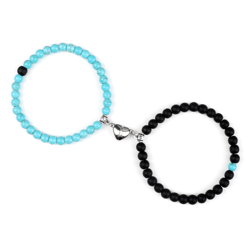 Coppia di bracciali con fibbia magnetica a forma di cuore, design di nicchia, fidanzate celebrità di internet, semplici bracciali elastici per due persone_voghion.com